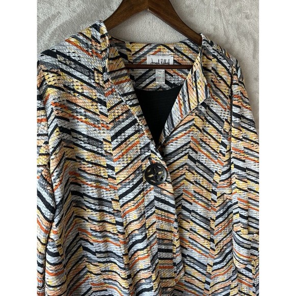 Joseph Ribkoff Jacket Women's 14 Retro Mod‎ Chevron Striped Artsy Layering - Picture 2 of 6